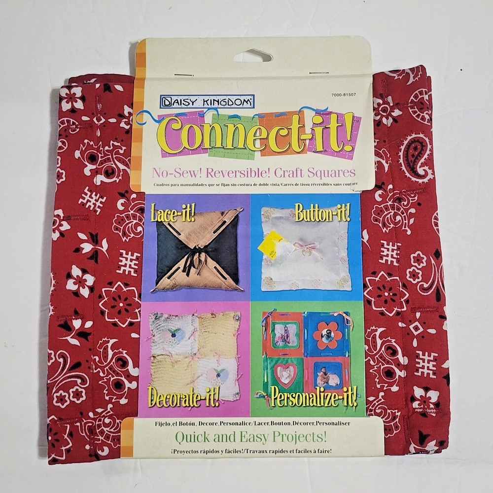 Daisy Kingdom Connect-It! No Sew Reversible Craft Squares Handkerchief New